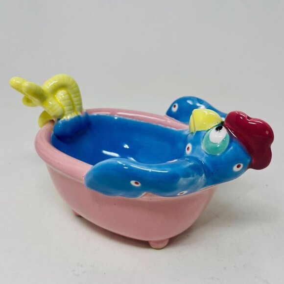 Vintage 1985 Fitz and Floyd Billy Bird Chicken Bath Tub Soap Dish Trinket - Picture 5 of 7